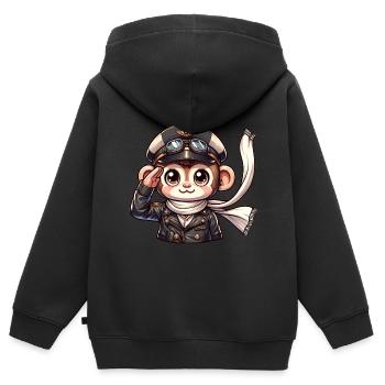 Cute Monkey Pilot - Kids Premium Organic Zip-up Hoodie - black - Back - AI Model Kid Male (0cm)
