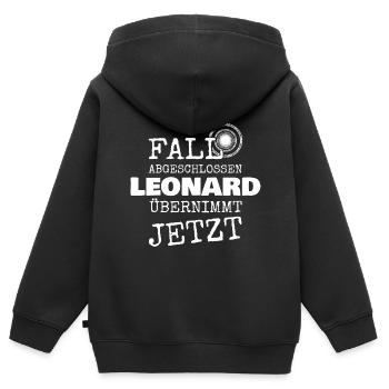 Leonard - Kinder Premium Organic Zip Hoodie - Schwarz - Hinten - AI Model Kid Male (0cm)