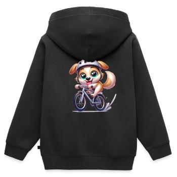 Cute Cyclist Dog - Kinder Premium Organic Zip Hoodie - Schwarz - Hinten - AI Model Kid Male (0cm)