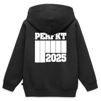 2025 - Kinder Premium Organic Zip Hoodie - Schwarz - Hinten - AI Model Kid Male (0cm)