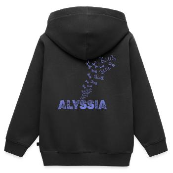 Alyssia - Kinder Premium Organic Zip Hoodie - Schwarz - Hinten - AI Model Kid Male (0cm)