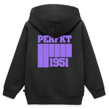 Perfekt 1951 - Kinder Premium Organic Zip Hoodie - Schwarz - Hinten - AI Model Kid Male (0cm)