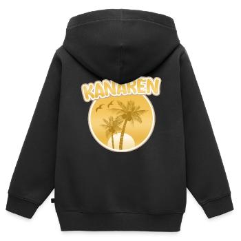 Vacances Îles Canaries - Sweat Premium à capuche zippé enfant bio - noir - Dos - AI Model Kid Male (0cm)