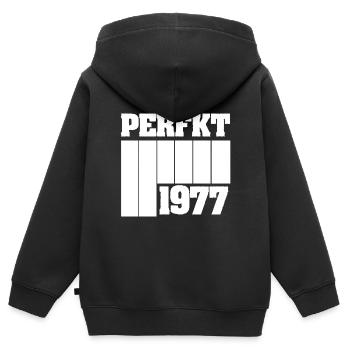 Einzigartig 1977 - Kinder Premium Organic Zip Hoodie - Schwarz - Hinten - AI Model Kid Male (0cm)