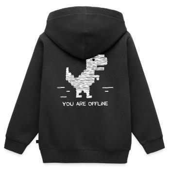du bist offline. Du bist offline, kein Internet, - Kinder Premium Organic Zip Hoodie - Schwarz - Hinten - AI Model Kid Male (0cm)
