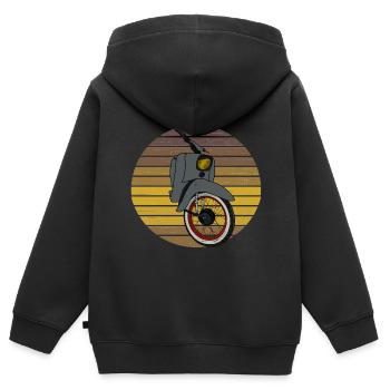 Schwalbe KR51 / Schwalbenfahrer / Ostalgie / Mofa - Sweat Premium à capuche zippé enfant bio - noir - Dos - AI Model Kid Male (0cm)