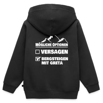 Berg Greta - Kinder Premium Organic Zip Hoodie - Schwarz - Hinten - AI Model Kid Male (0cm)