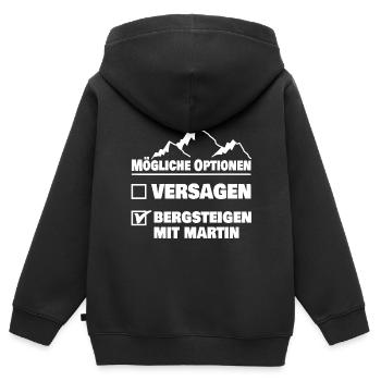 Martin - Kinder Premium Organic Zip Hoodie - Schwarz - Hinten - AI Model Kid Male (0cm)