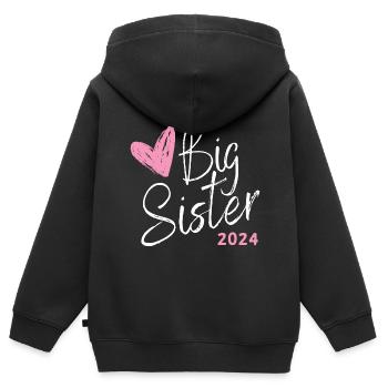 Ich werde große Schwester 2024 Herz Loading Süß - Kinder Premium Organic Zip Hoodie - Schwarz - Hinten - AI Model Kid Male (0cm)