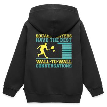 Joueur de squash Joueur de squash Joueur de tennis Raquetball Spor - Sweat Premium à capuche zippé enfant bio - noir - Dos - AI Model Kid Male (0cm)