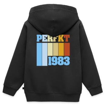 Perfekt 1983 - Kinder Premium Organic Zip Hoodie - Schwarz - Hinten - AI Model Kid Male (0cm)