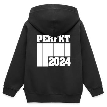 2024 - Kinder Premium Organic Zip Hoodie - Schwarz - Hinten - AI Model Kid Male (0cm)