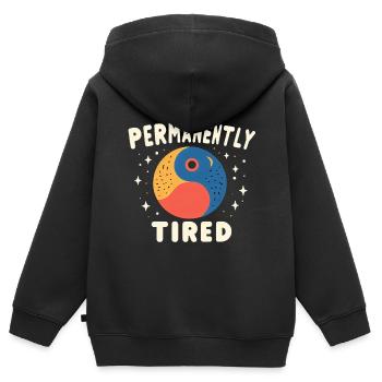 Fatigue permanente 5 - Sweat Premium à capuche zippé enfant bio - noir - Dos - AI Model Kid Male (0cm)
