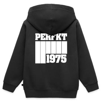 1975 1975 - Kinder Premium Organic Zip Hoodie - Schwarz - Hinten - AI Model Kid Male (0cm)