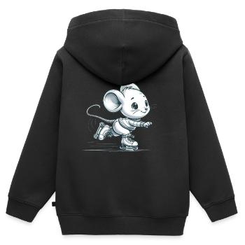 Cute Inline Skater Mouse - Kids Premium Organic Zip-up Hoodie - black - Back - AI Model Kid Male (0cm)