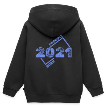 2021 - Kinder Premium Organic Zip Hoodie - Schwarz - Hinten - AI Model Kid Male (0cm)