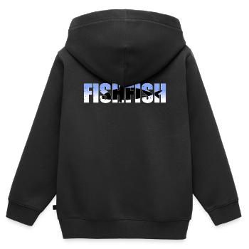 Fisch - Kinder Premium Organic Zip Hoodie - Schwarz - Hinten - AI Model Kid Male (0cm)