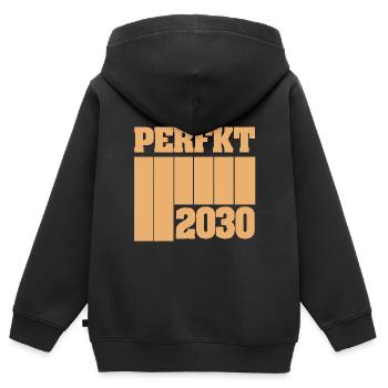 Perfekt 2030 - Kinder Premium Organic Zip Hoodie - Schwarz - Hinten - AI Model Kid Male (0cm)