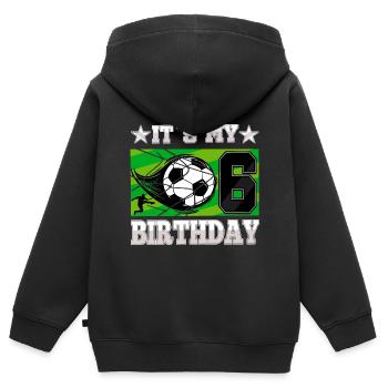 6th birthday Boy Soccer 6 Years Old Gifts - Kids Premium Organic Zip-up Hoodie - black - Back - AI Model Kid Male (0cm)