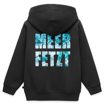 Meer Fetzt Wellen Brandung Gischt Ufer Küste - Kinder Premium Organic Zip Hoodie - Schwarz - Hinten - AI Model Kid Male (0cm)