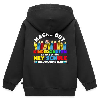 Schulkind Ende Kindergarten Geschenk Grundschule D - Kinder Premium Organic Zip Hoodie - Schwarz - Hinten - AI Model Kid Male (0cm)