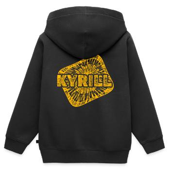 Kyrill als Sternenstaub - Kinder Premium Organic Zip Hoodie - Schwarz - Hinten - AI Model Kid Male (0cm)
