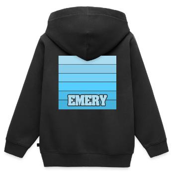 Emery als Frauenname - Kinder Premium Organic Zip Hoodie - Schwarz - Hinten - AI Model Kid Male (0cm)