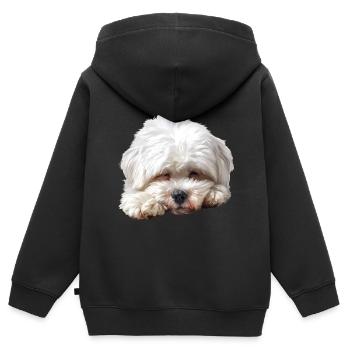 Maltese - Kids Premium Organic Zip-up Hoodie - black - Back - AI Model Kid Male (0cm)