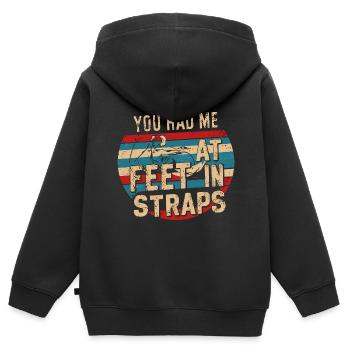 Tu m’avais aux pieds dans les sangles 53 - Sweat Premium à capuche zippé enfant bio - noir - Dos - AI Model Kid Male (0cm)