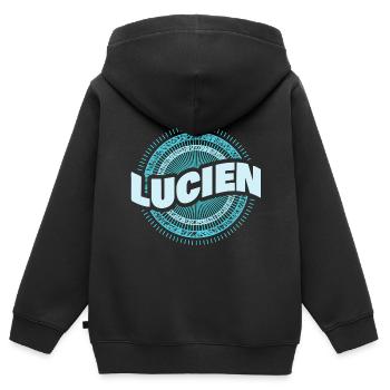 Cadeau pour Lucien - Sweat Premium à capuche zippé enfant bio - noir - Dos - AI Model Kid Male (0cm)
