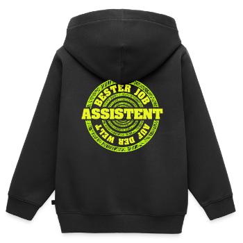 Assistant - Kids Premium Organic Zip-up Hoodie - black - Back - AI Model Kid Male (0cm)