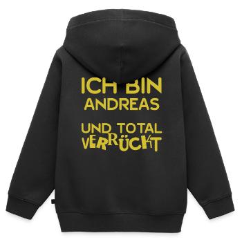Cadeau pour Andreas - Sweat Premium à capuche zippé enfant bio - noir - Dos - AI Model Kid Male (0cm)