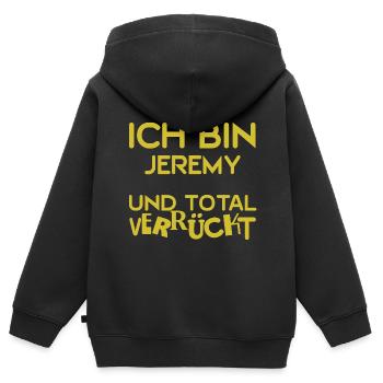 Jeremy - Kinder Premium Organic Zip Hoodie - Schwarz - Hinten - AI Model Kid Male (0cm)