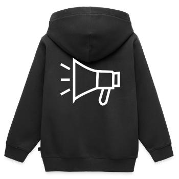 Megaphones de la démo haut-parleur - Sweat Premium à capuche zippé enfant bio - noir - Dos - AI Model Kid Male (0cm)