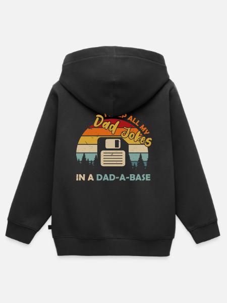 I Keep All My Dad Jokes In A Dad A Base Diskette - Premium børne zip-hættetrøje økologisk - sort