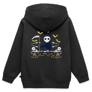 Grim Reaper Squelette Ficphilia. Poison - Sweat Premium à capuche zippé enfant bio - noir - Dos - AI Model Kid Male (0cm)