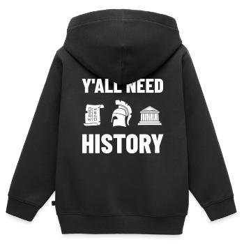 Professeur d’histoire Professeur de leçon Historien - Sweat Premium à capuche zippé enfant bio - noir - Dos - AI Model Kid Male (0cm)