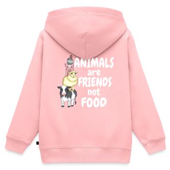 Les animaux sont amis, pas de la nourriture Bien-être animal végétaliens - Sweat Premium à capuche zippé enfant bio - rose - Dos - AI Model Kid Female (0cm)