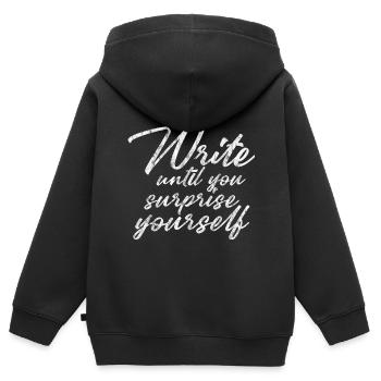 Write Until You Surprise Yourself 3 - Kids Premium Organic Zip-up Hoodie - black - Back - AI Model Kid Male (0cm)