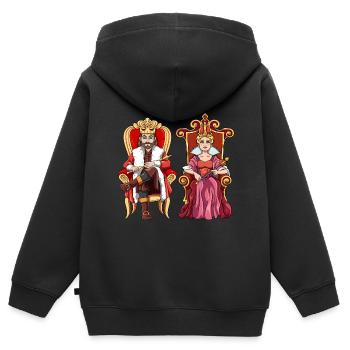 König Königin mit Krone auf dem Thron. - Kinder Premium Organic Zip Hoodie - Schwarz - Hinten - AI Model Kid Male (0cm)