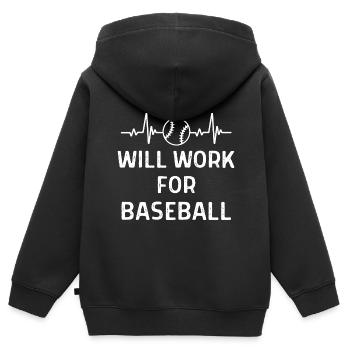 Baseball Spieler Baseball Sprüche Geschenk - Kinder Premium Organic Zip Hoodie - Schwarz - Hinten - AI Model Kid Male (0cm)