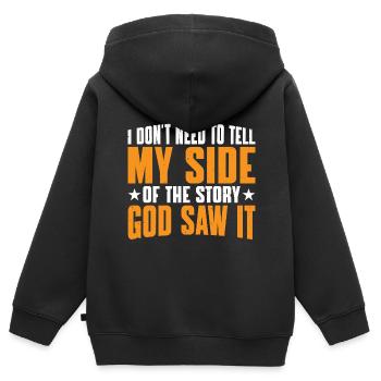 Je n’ai pas besoin de raconter ma version de l’histoire 11 - Sweat Premium à capuche zippé enfant bio - noir - Dos - AI Model Kid Male (0cm)