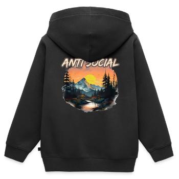 Antisozial Wandern Wanderung für eine Wanderer - Kinder Premium Organic Zip Hoodie - Schwarz - Hinten - AI Model Kid Male (0cm)