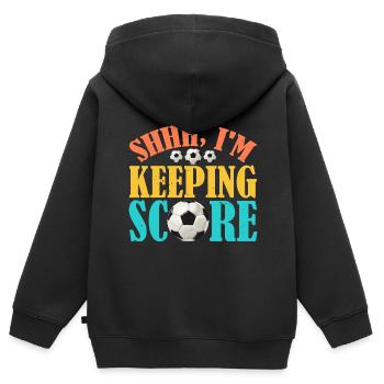 Chut, je garde le score 10 - Sweat Premium à capuche zippé enfant bio - noir - Dos - AI Model Kid Male (0cm)