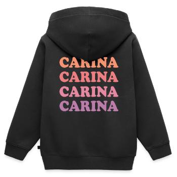 Nom Carina - Sweat Premium à capuche zippé enfant bio - noir - Dos - AI Model Kid Male (0cm)