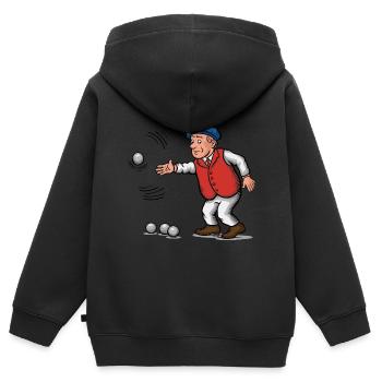 Franzose spielt Petanque für einen Petanque - Kinder Premium Organic Zip Hoodie - Schwarz - Hinten - AI Model Kid Male (0cm)