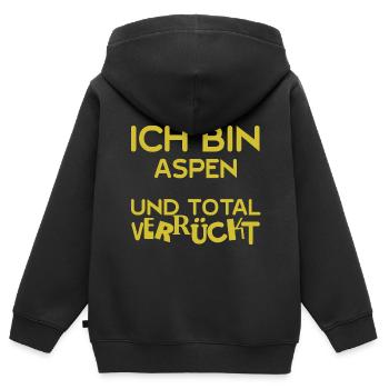 Geschenk für Aspen - Kinder Premium Organic Zip Hoodie - Schwarz - Hinten - AI Model Kid Male (0cm)