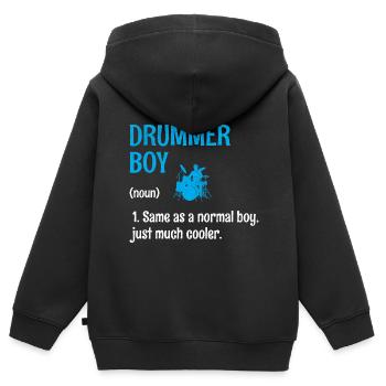 Drummer Boy Wie Ein Normaler Junge, Nur viel Cooler - Kinder Premium Organic Zip Hoodie - Schwarz - Hinten - AI Model Kid Male (0cm)