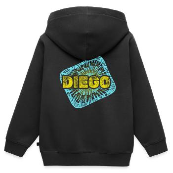 Diego comme loisir - Sweat Premium à capuche zippé enfant bio - noir - Dos - AI Model Kid Male (0cm)
