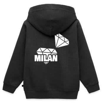 Milan als Kostbar - Kinder Premium Organic Zip Hoodie - Schwarz - Hinten - AI Model Kid Male (0cm)